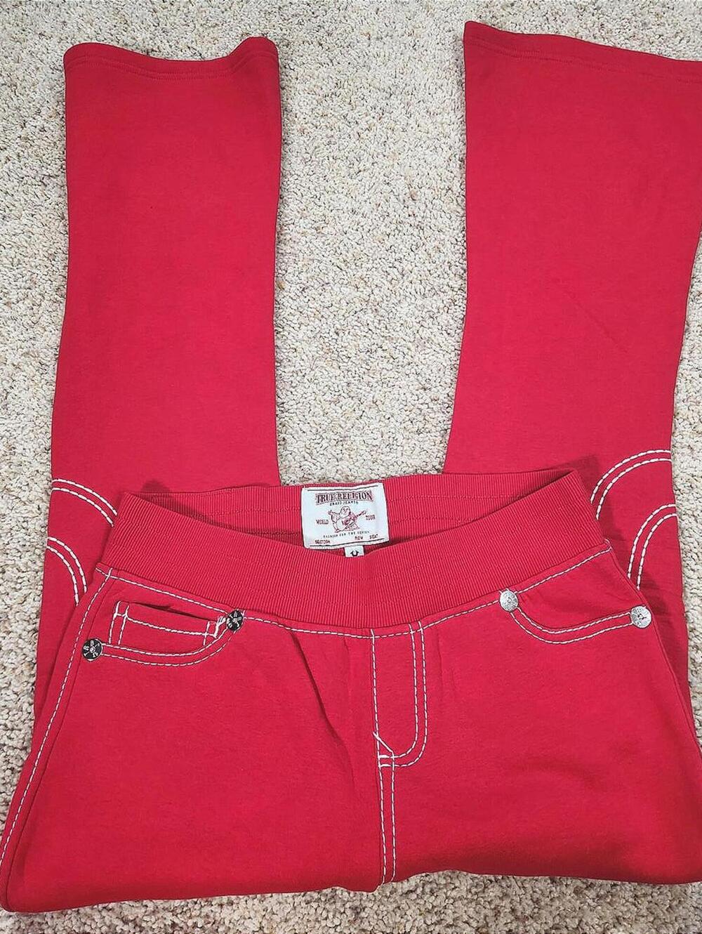 NEW True Religion Pull-On Flare Jeans Red Anniversary Small